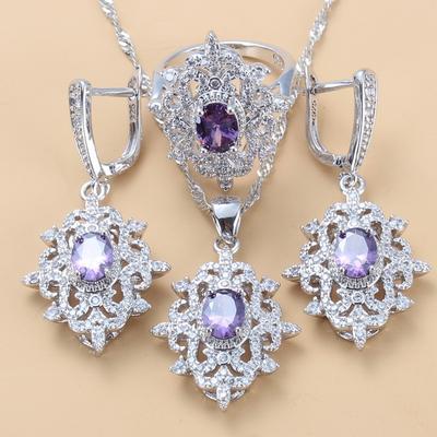 Gem Set Jewelry Pendant Earrings Necklace Ring Lady Set