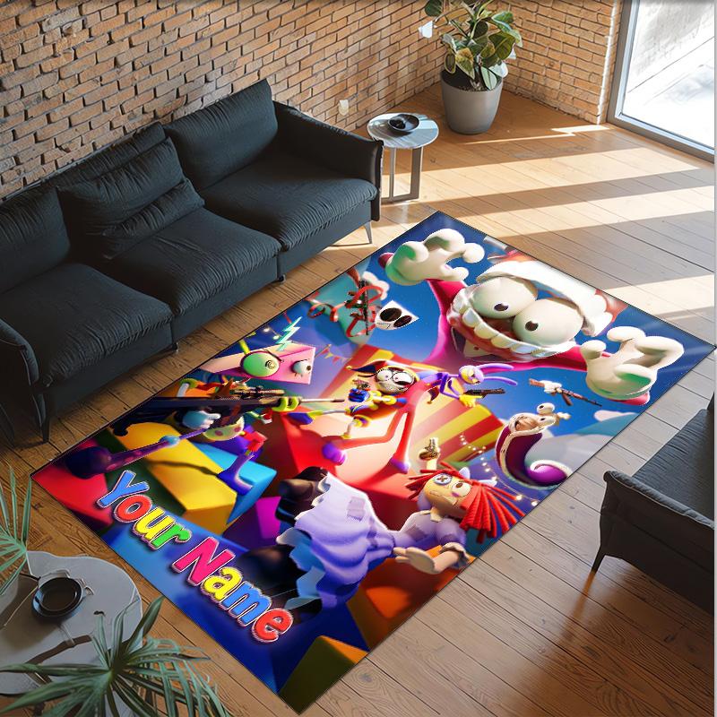 Personalized Crystal Velvet Carpet Custom Name Text,The Amazing Digital Circus Anti Slip Area Rug For Home Decoration