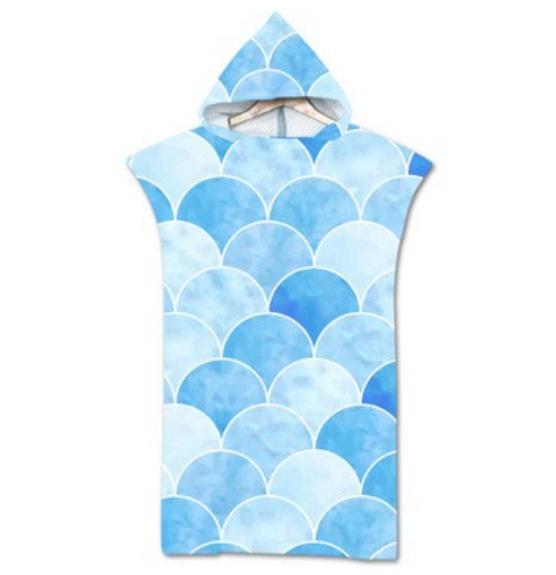 Rainbow Scale Microfiber Beach Towel Quick Dry Hooded Cloak Wetsuit Towels Adult Kids Parent-Child Poncho Bathrobe for Swim Surf