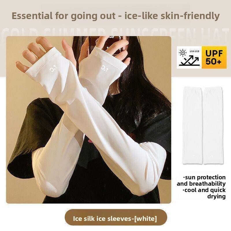 Sun Protection Sleeve Women s Summer UV-Resistant Silk Loose Thin Sleeve Sunscreen Protective Sleeve Sunshade Sleeve Cover белый