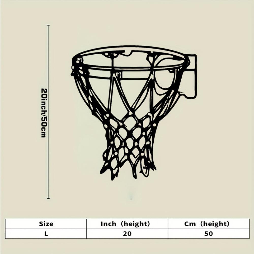 Metal Basketball Hoop Wall Art, Sports Silhouette Decor for Man Cave Bedroom Gym, Rustproof Iron Sculpture, Easy Hanging