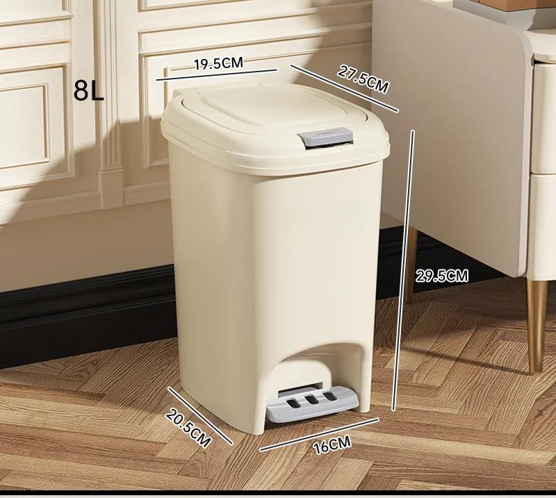 Household High-value Trash Can Light Luxury with Lid Foot Operated Bathroom Living Room Kitchen Large Capacity Butter Trash Can