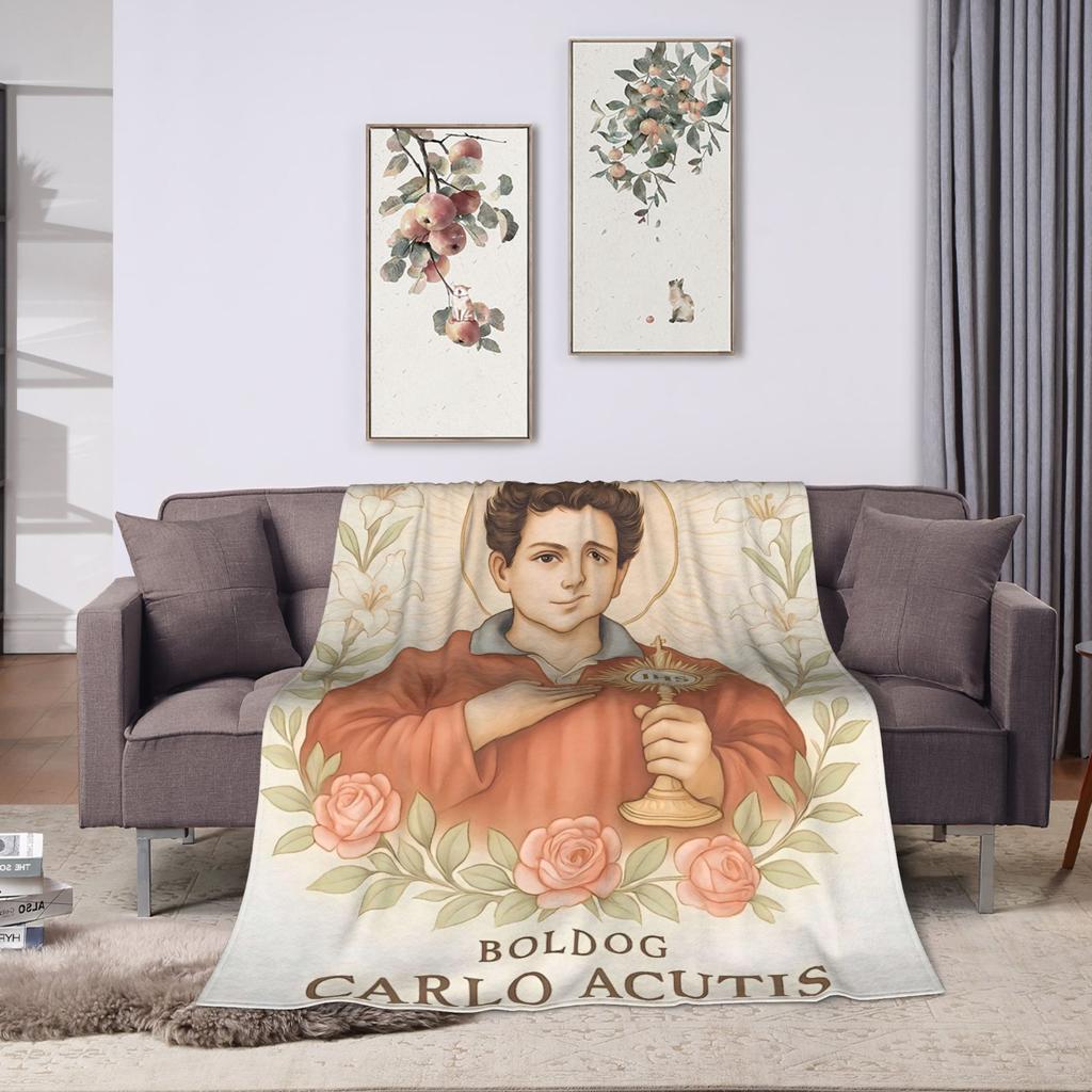 Sint Carlo Acutis Deken Kwaliteit Super Zacht Beddengoed Plaids Winter Decoratief Bank Stoel Nieuwigheid Bedsprei