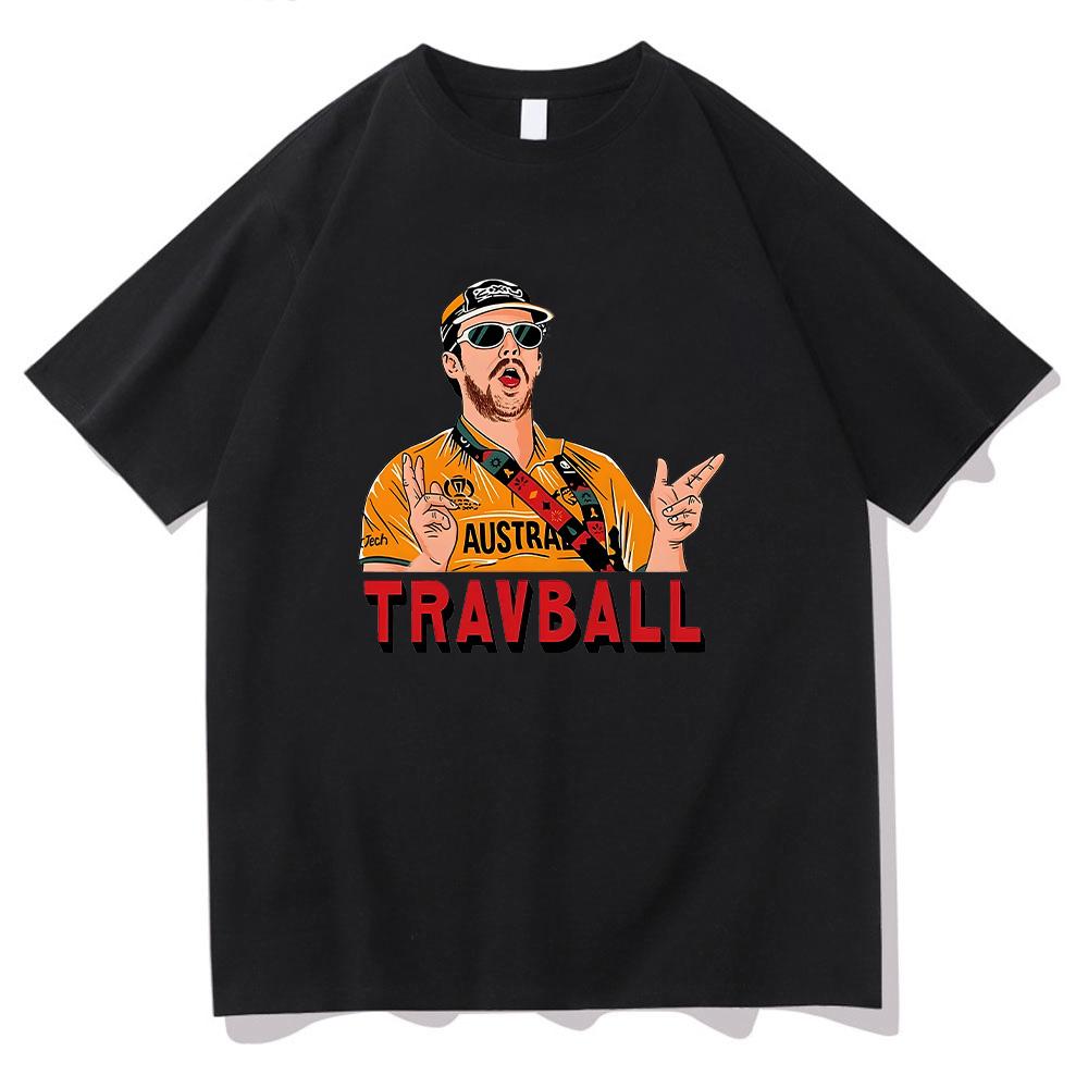 Футболка TravBall Трэвис Хед Крикетист Хлопок Дышащая Свободный Верх Харадзюку Мода Спортивная одежда Круглый вырез Короткий рукав Футболки XS чёрный