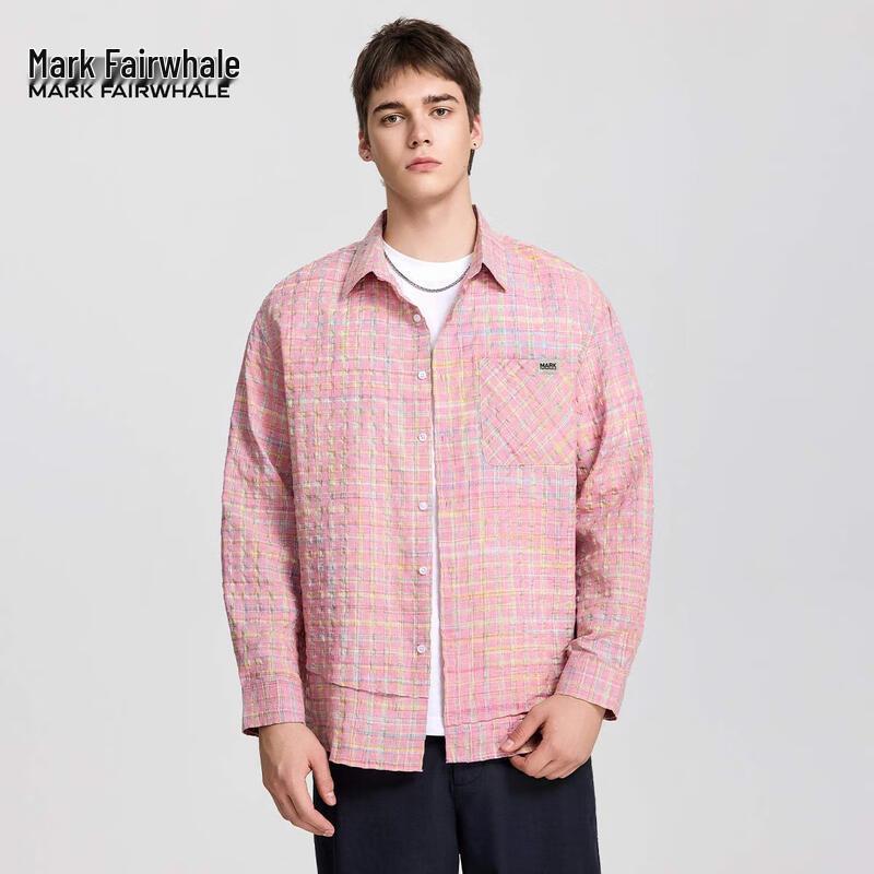 Mark Fairwhale Men s Retro Plaid Loose Fit Shirt Jacket 3XL