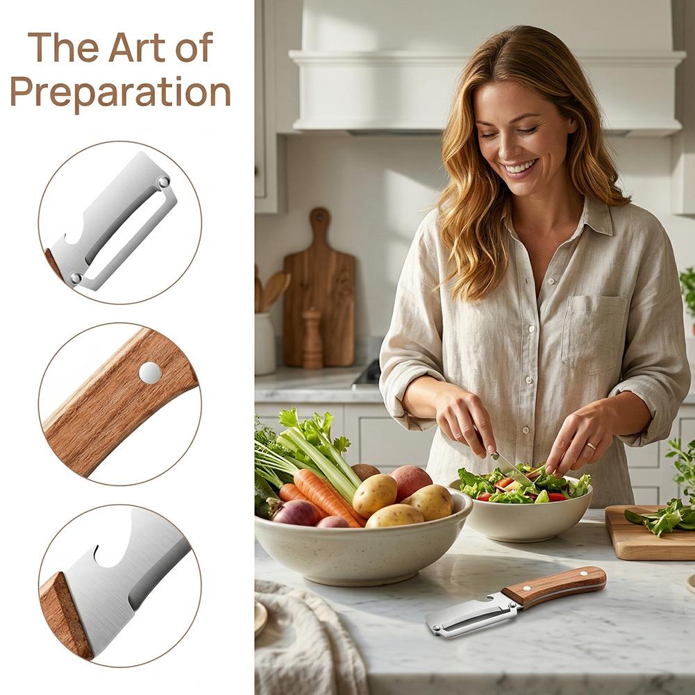 Stainless Steel Peeler with Wooden Handle Durable and SmoothOperation for Peeling and Slicing Fruits and Vegetables |