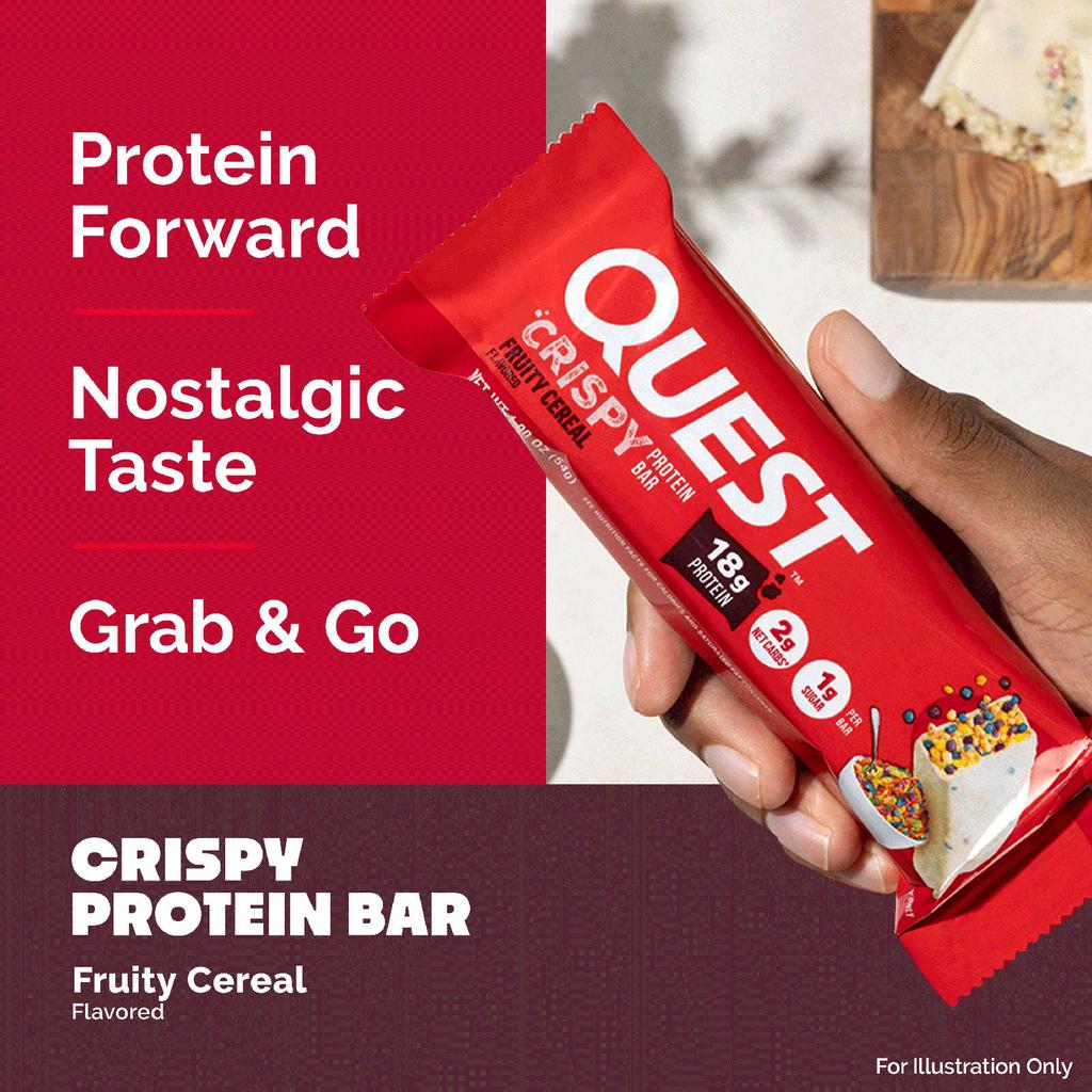 Quest Nutrition Protein Bars, Crispy Fruity Cereal, 12 Bars, 54g (1.9oz) Each