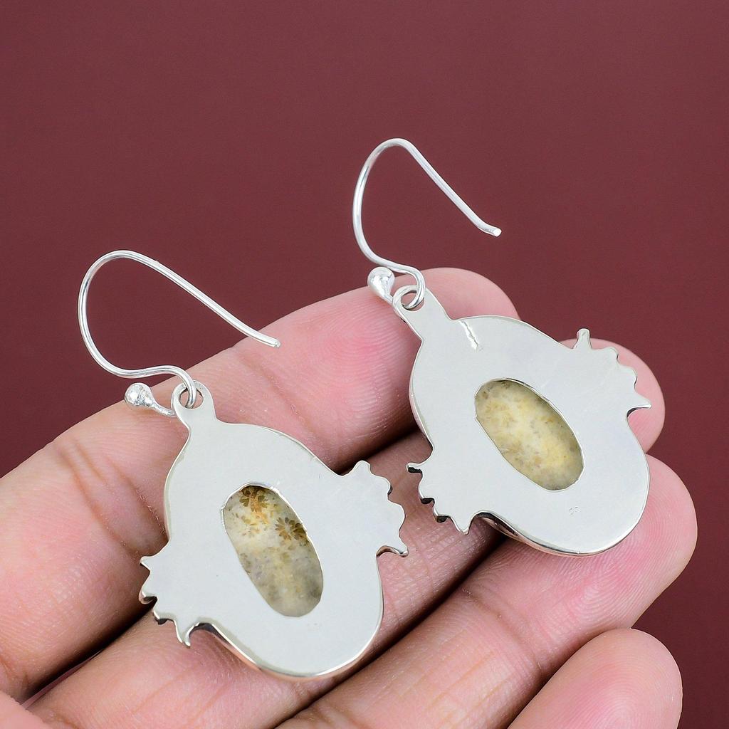 Fossil Coral Earring Handmade Earrings Gemstone Jewelry 925 Sterling Silver Earring Fossil Coral Jewelry Gifts For Women Designer Jewelry