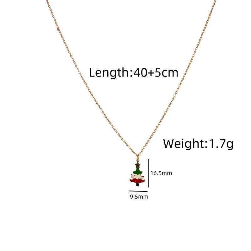 Titanium Steel 14K Gold Santa Claus Pendant Necklace - Cute Cartoon Christmas Series