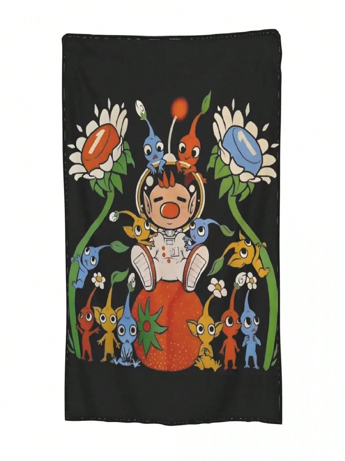 

Cozy Friendly Alien Flora Pikmin Blanket Merch Home Decorative Funny Game Throw Blankets Lightweight Flannel For Office#Color_Multicolor, 75X95CM сірий колір