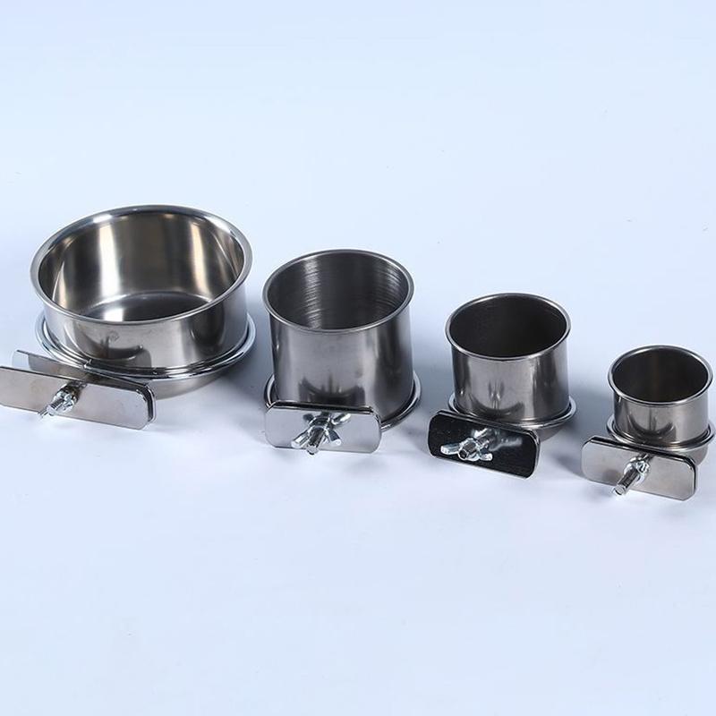 Bol Agățat pentru Colivie pentru Păsări de Companie Anti-Răsturnare Oțel Inoxidabil Hrănire Mâncare Băutură Hrănitor Vas Clemă-Pe Adăpător Apă Cană pentru Colivie