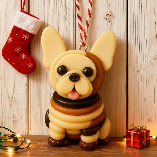 Bulldog Ornament Set French Style Button Puppy Hanging Pendant Home Party