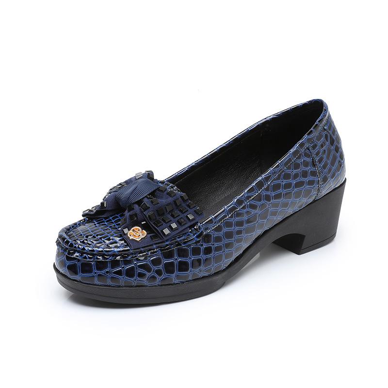 Fashion GKTINOO Spring Autumn Women Pumps Bowknot Slip On Thick Heels Fashion Soft Women Shoes For Mother Patent Leather Footwear