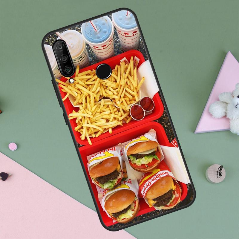 Pommes Burger Pizza Für Huawei P20 P40 Lite P60 P30 Pro Nova 5T 9 10 SE 12s 12i 11i Y90 Y70 Y60 Y61 Y72 Y91 Hülle