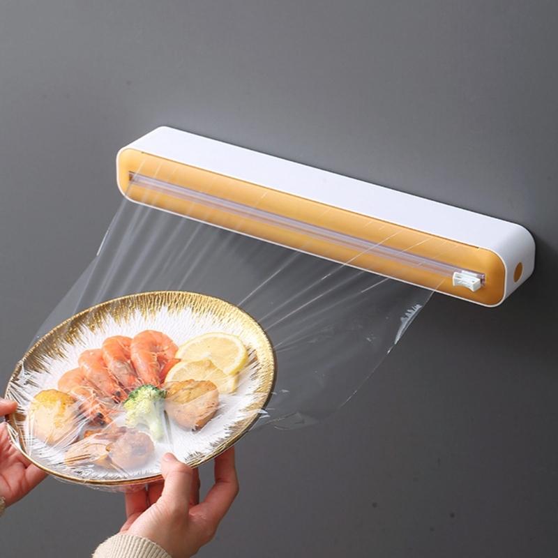 Magnetic Cling Film And Aluminum Foil Dispenser Plastic Food Wrap Cutter Refillable Baking Paper Cutter Kitchen Tool