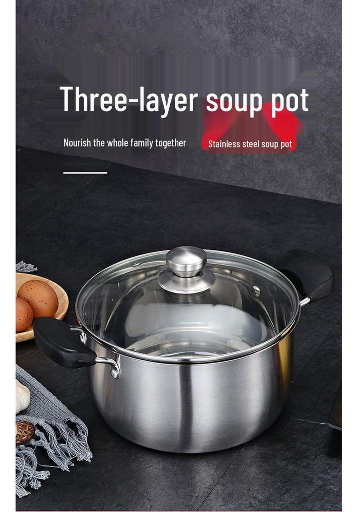 Stainless Steel Anti-Scald Soup Pot with Double Ears for Gas & Induction Cookers