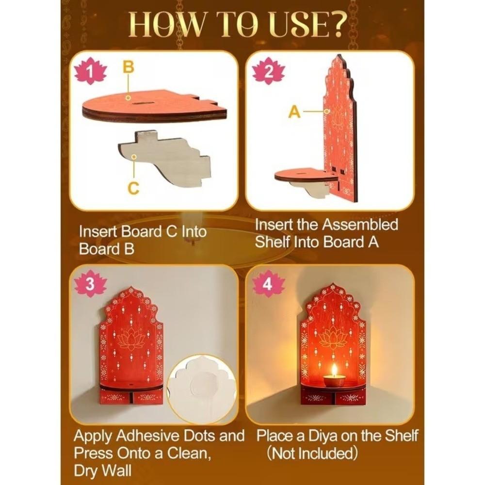 Meditation Wood Indian Wall Candle Holder Hand Painted Diwali Candle Stand  Yoga Room