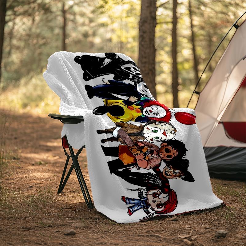Coperta stampata a tema horror di Halloween - Perfetta per divano, letto, viaggi e uso all'aperto | Lavabile in lavatrice, accogliente e resistente.