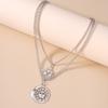 Vintage Multilayer Sun Pendant Necklace for Women Silver Color Choker Necklaces Party Holiday Jewelry Gifts