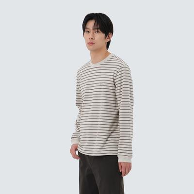 Stripe Long Sleeve T-shirt Dark Khaki (S25FMFTL12)