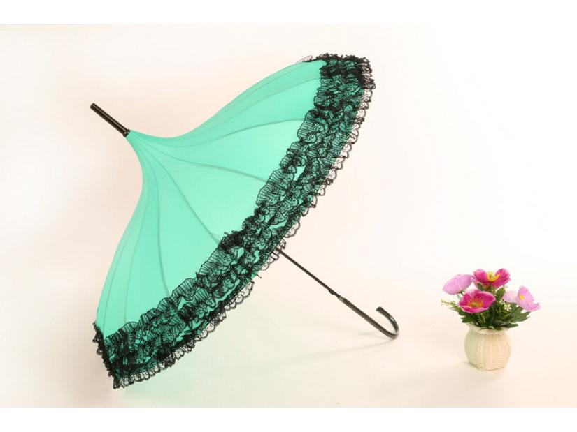 Baota 16-Rib Sun & Rain Bridal Photography Umbrella with Lace Trim and Curved Handle