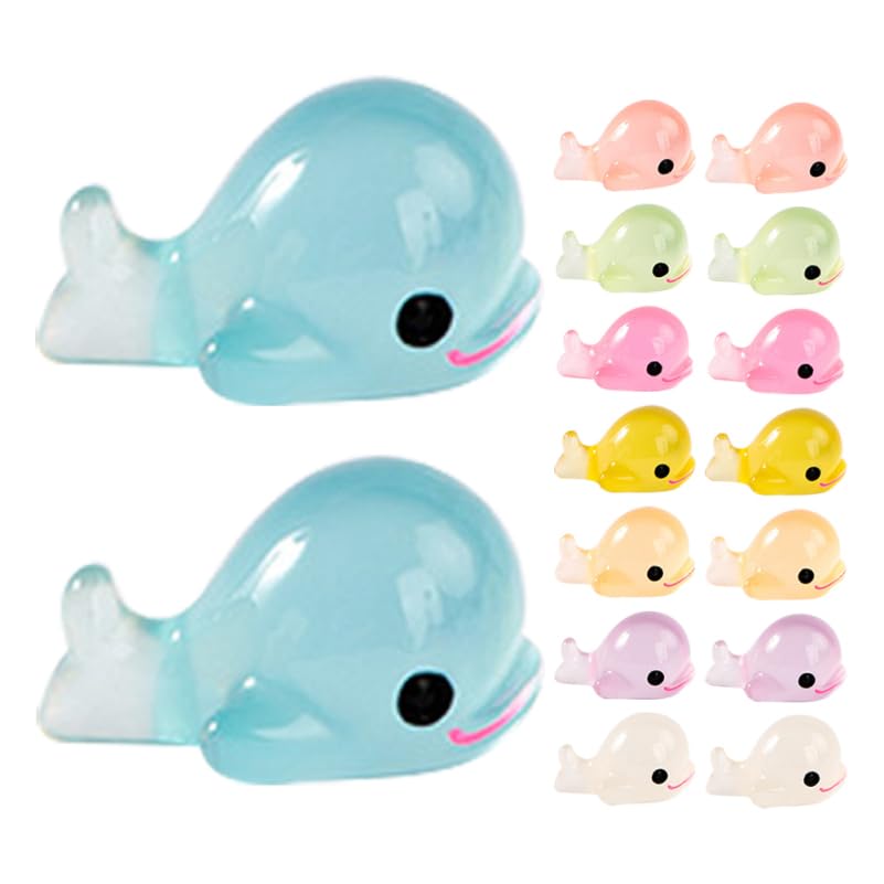 YARNOW Leuchtende Delfinfiguren, Set mit 24 Stück, Meerestierfiguren im Eimer, Leuchtend zur Innendekoration