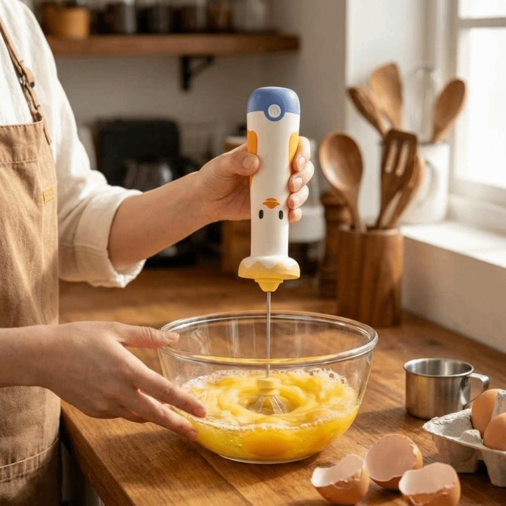 Cartoon USB Wireless Electric Whisk Stainless Steel Hand Blender Multi-Use Egg Beater Baking