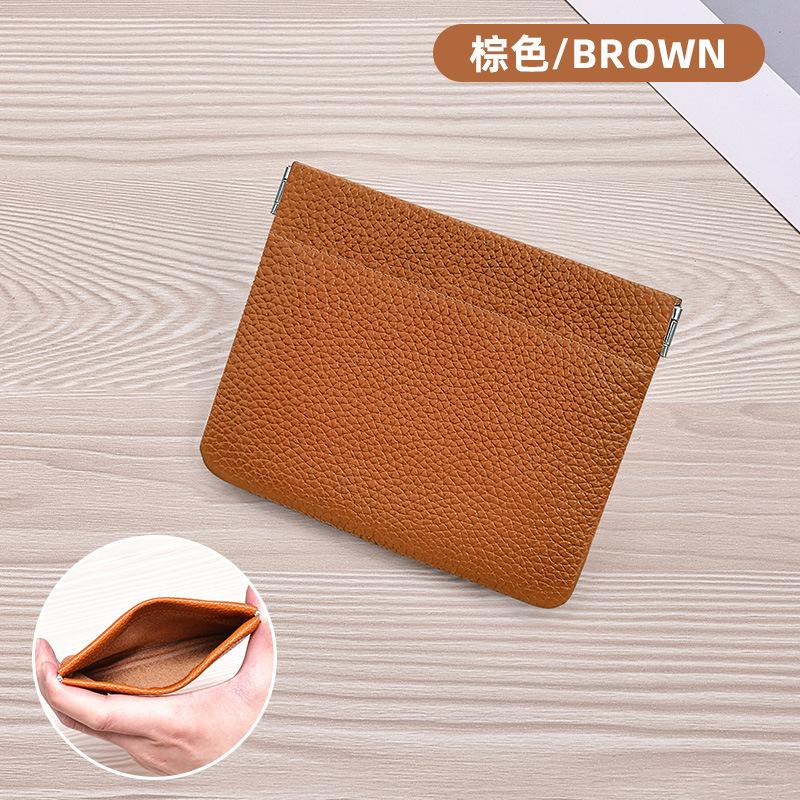 Новый женский кошелек из натуральной кожи, тонкий, маленького размера, ультратонкий, модный, минималистичный, сумка-органайзер «все в одном» с пружинной застежкой