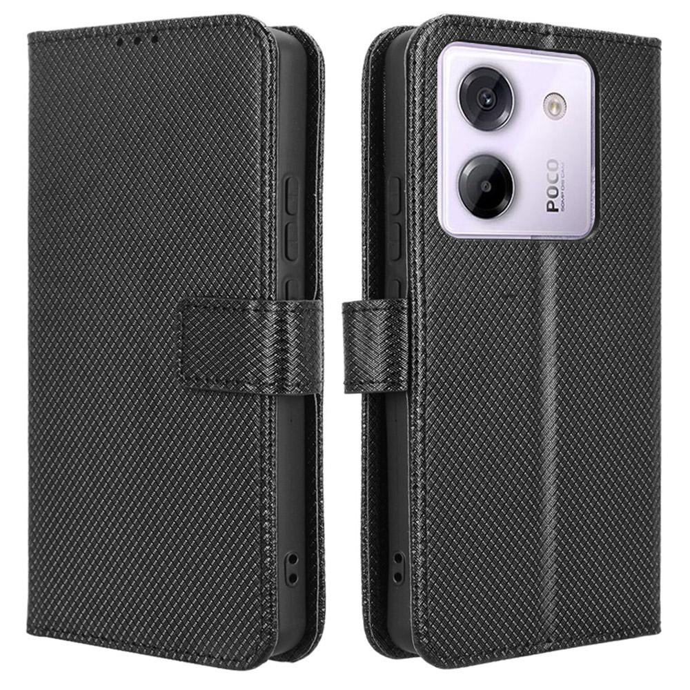 For Xiaomi Poco M7 Pro 5G Case PU Leather Diamond Texture Wallet Phone Cover