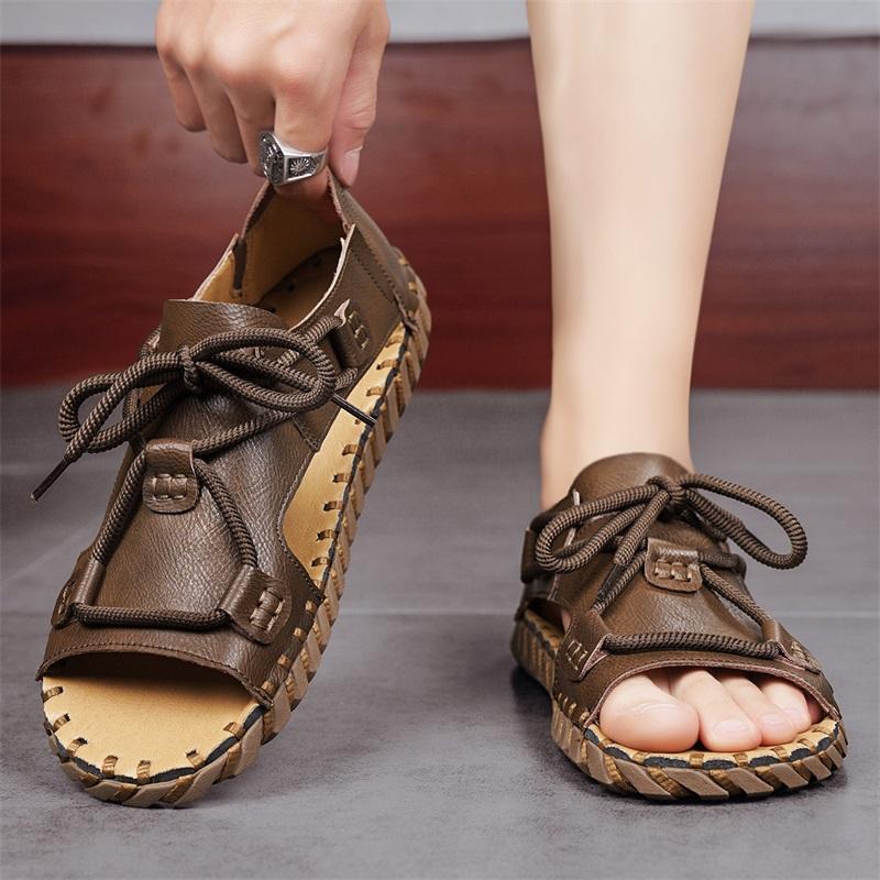 Fashion New handmade sandals Comfortable quality style Outdoor leisure streets and beaches Walking Classic black shoes Flat bottomed