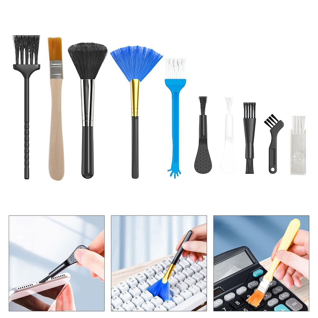 Plastic Cleaning Brushes Set of 10 Dust Removal for Furniture Electronics and Car Interiors
