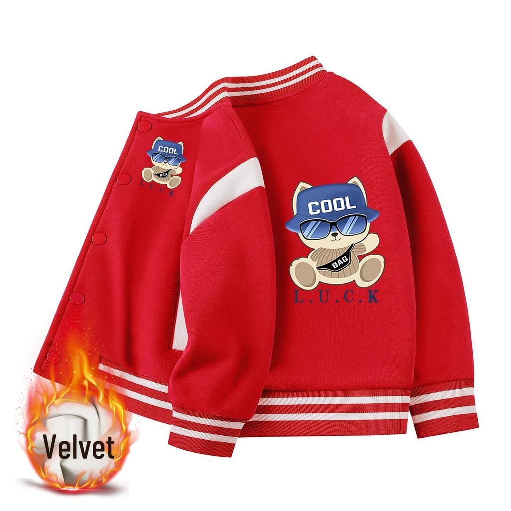 Jungen Koreanischer Stil Winter Baseballjacke mit Samt