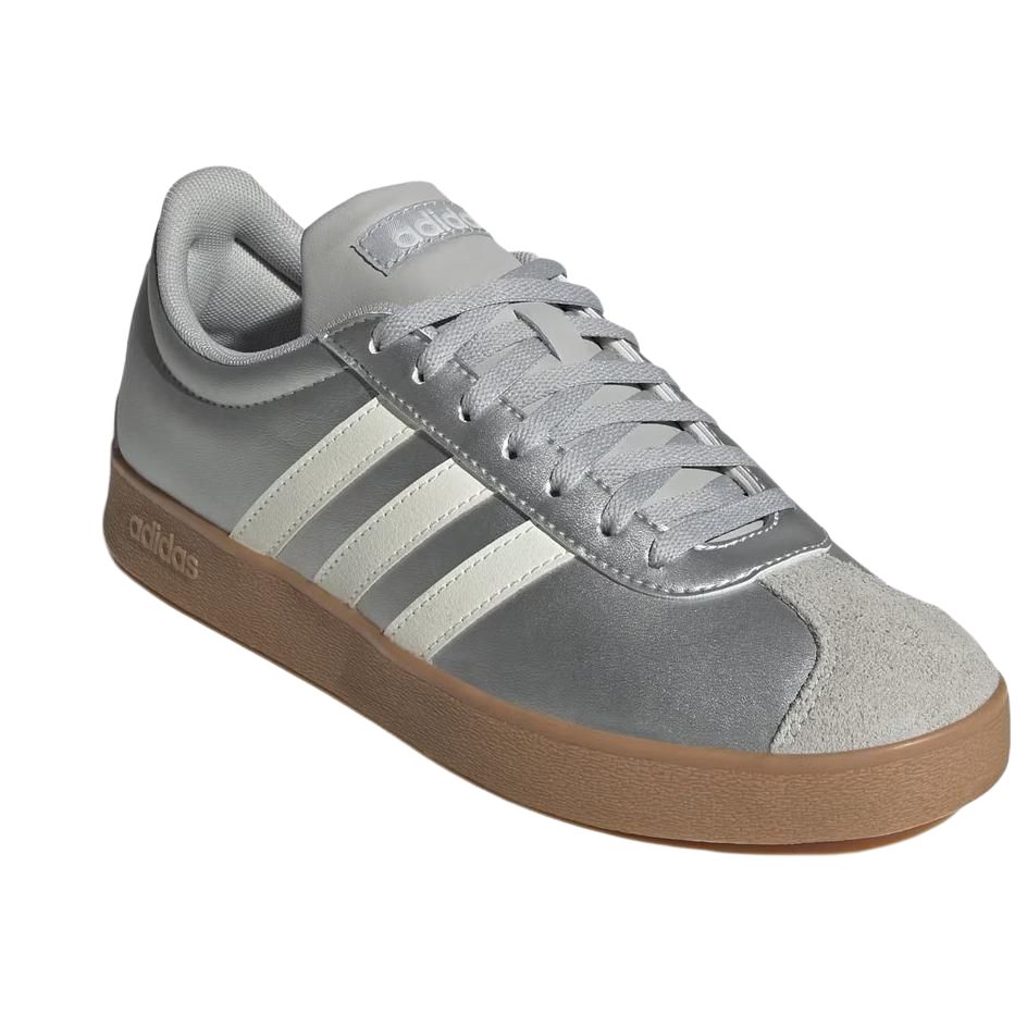 Adidas VL Court Base Fashion Comfortable Durable Low-Top Skate Shoes Women Sneakers Silver Gray White JQ3048