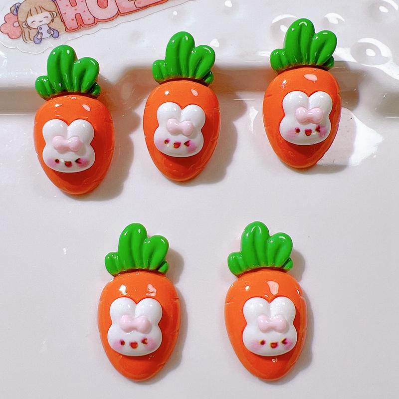 10 Pcs New Cute Cartoon Animal Little Rabbit Radish Series Resin Scrapbook Diy Jewelry Children Gift Hairpin Accessories A90