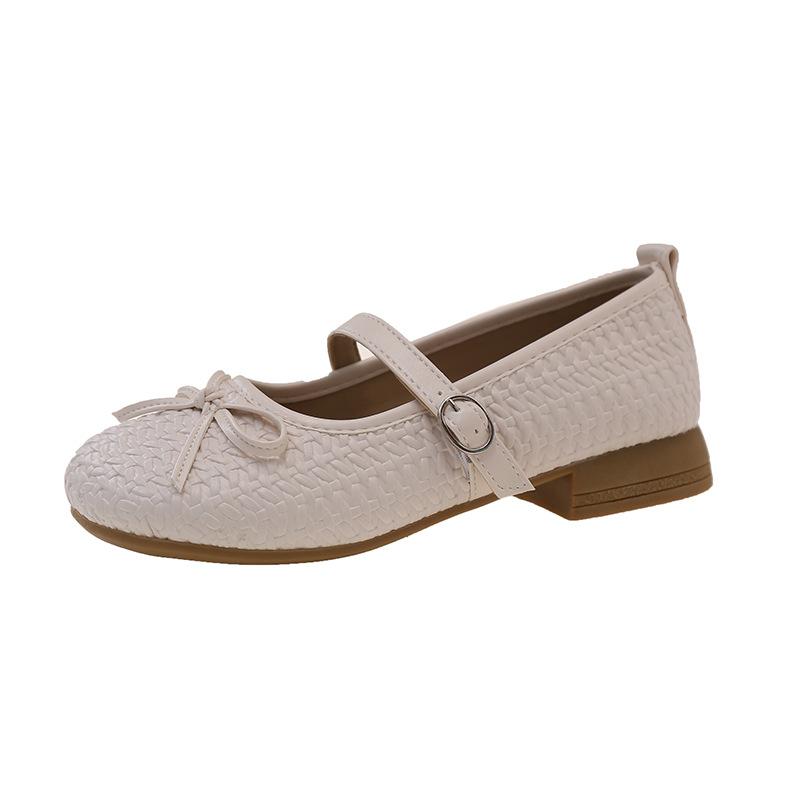 

Fairy wind shallow mouth bow Mary Jane single shoes female 2025 autumn new French temperament one-word buckle loafers 35