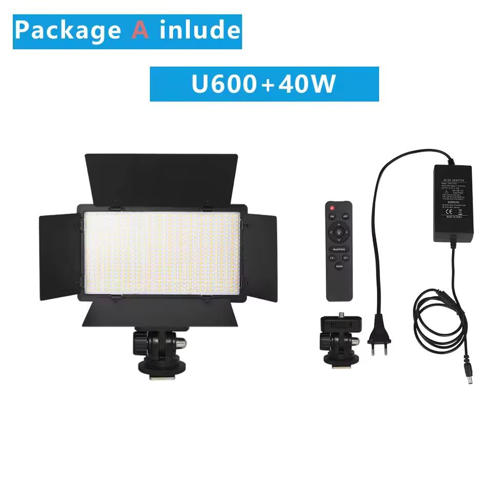 U600 U800+ LED Video Light Photo Studio Lamp Bi-Color 3200K-5600k Dimmable with Tripod Stand Remote for Video Recording Para