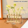 1 Set Creative Hydroponic Plants Container With Wood Frame Transparent Test Tube Vase Bonsai Home Desktop Decor Crafts