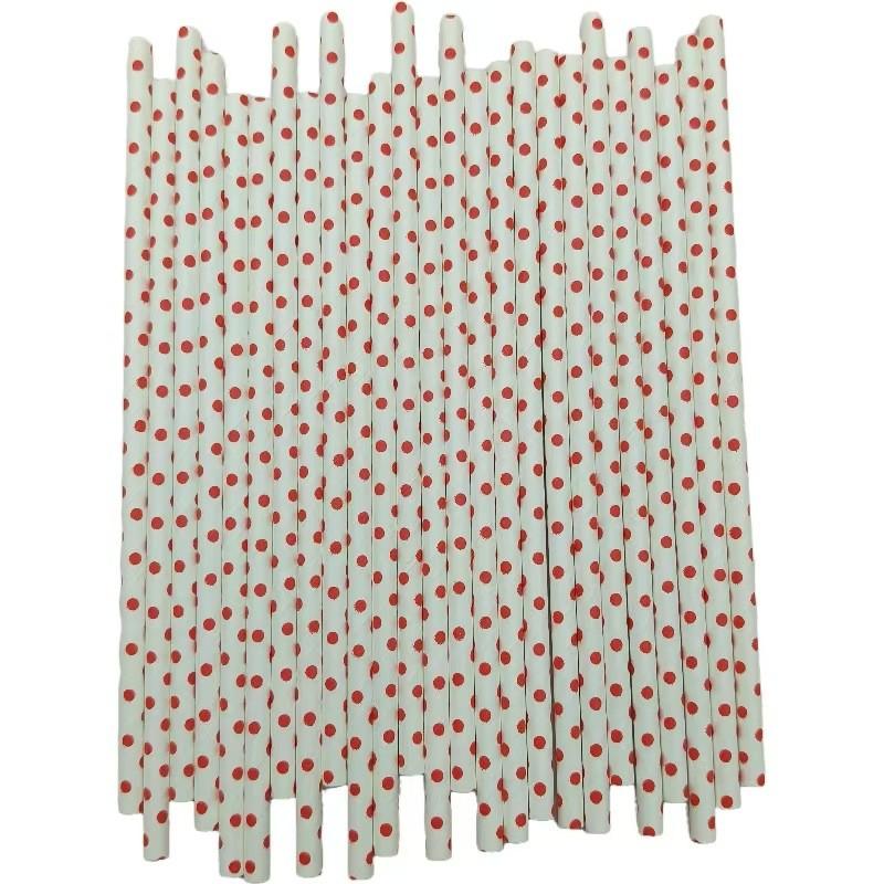 Festive Red Paper Drinking Straws Biodegradable For Party Decor And Desserts