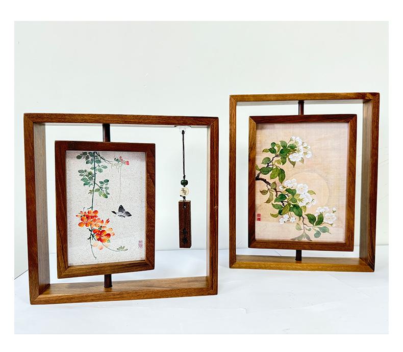 Double-Sided Rotating Transparent 7-Inch Wooden Photo Frame for Tabletop Display