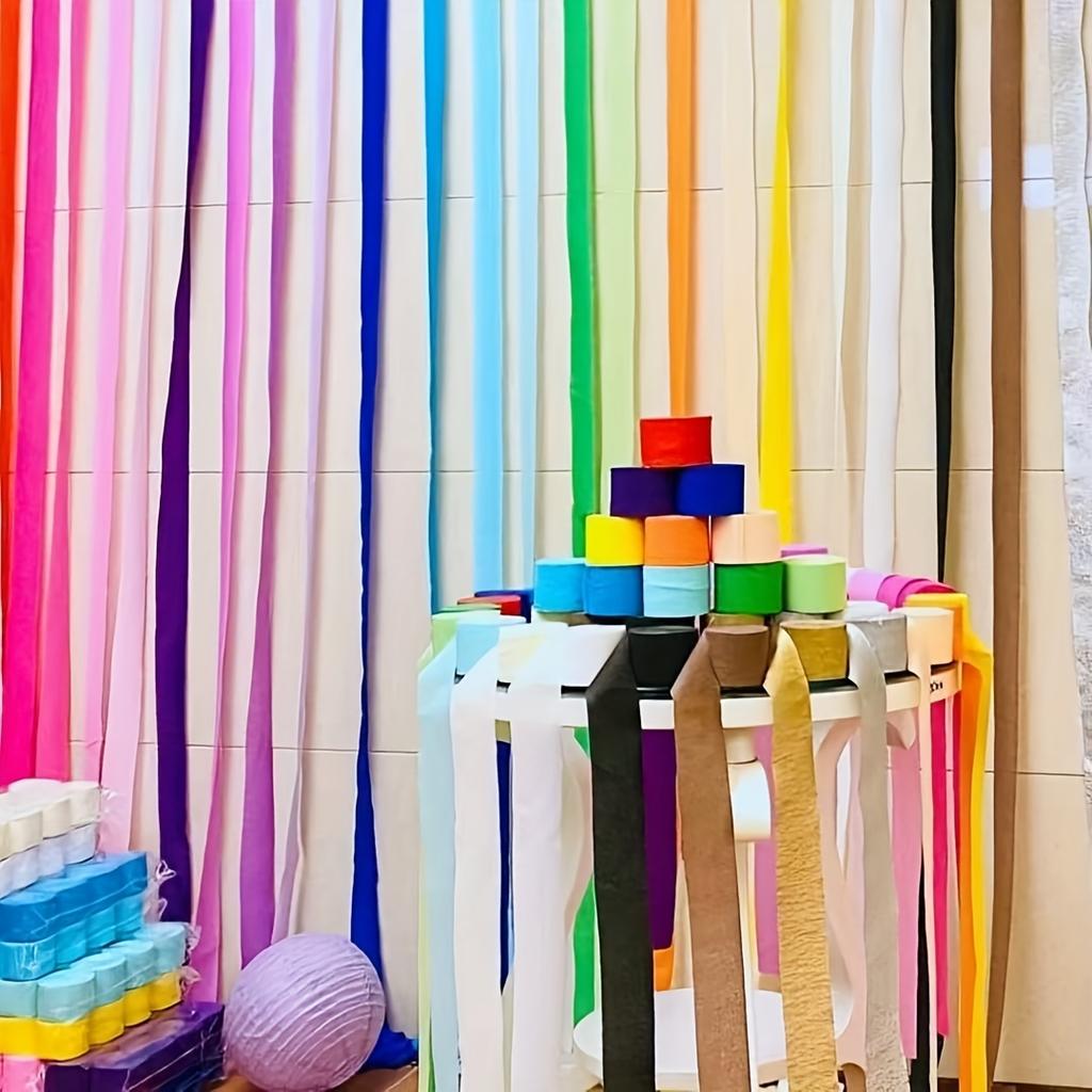 18 stuks Kleurrijke Crêpepapierlinten, Geschikt voor Regenboogfeesten, Feestdecoraties, Verjaardagen, Bruiloften, Kerstmis, Halloween