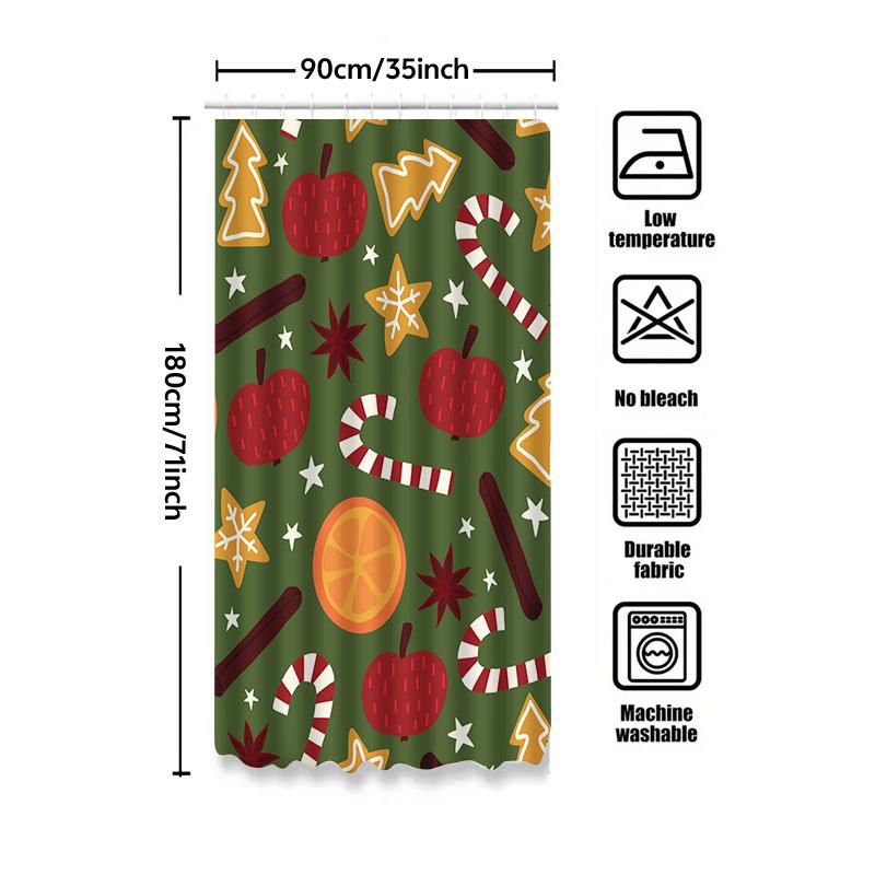 Tu Christmas Shower Curtain Holiday Festive Pattern Waterproof Bathroom Decor Farmhouse Style Holiday Decorations Winter Themed