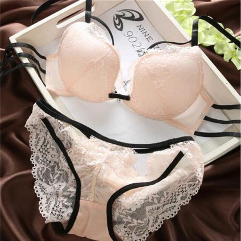 Adjustable Sexy Lace Gathering Underwear Comfortable Thin Cup Women Back Bra Set