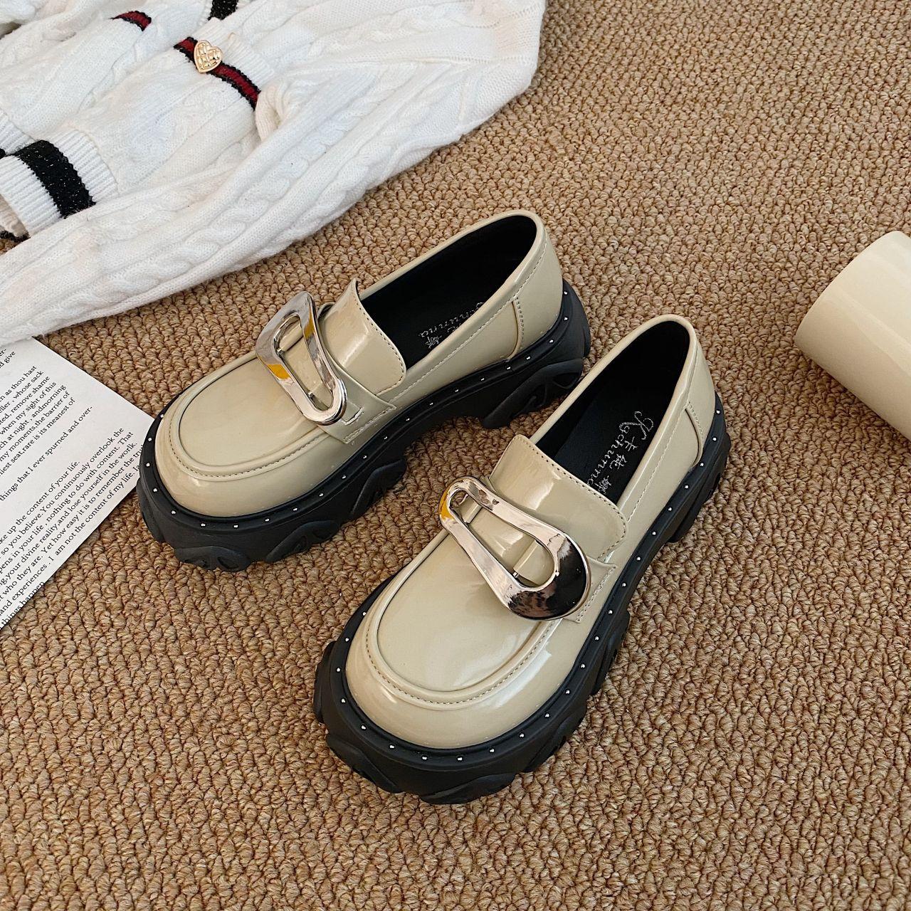 

Модные корейские туфли из кожи для женщин, весна-лето 2024 года, новые модные туфли-лодочки с толстой подошвой и защитой от скольжения 39