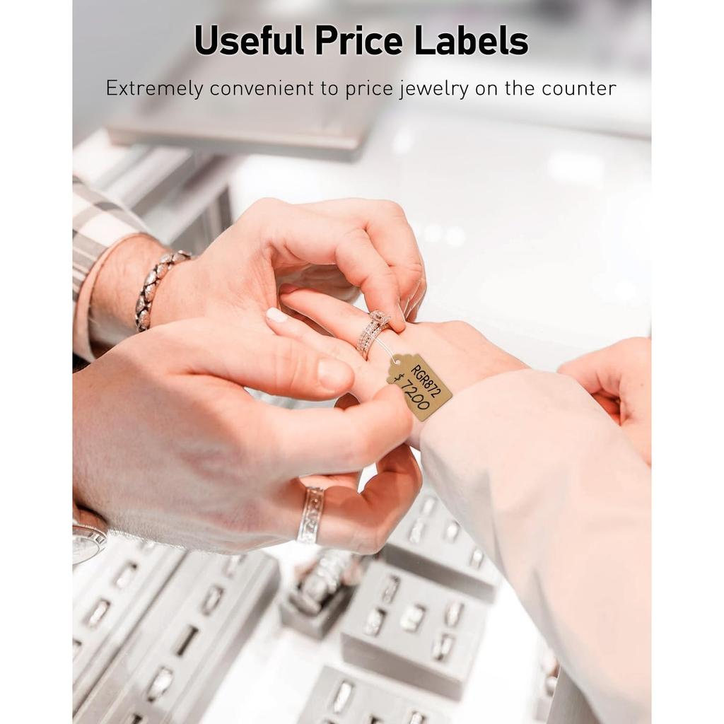 Uniclife 200 Pcs Price Tags with String Attached 1 Inch Writable Brown Kraft Paper Tags Hang Tag Price Display Labels for Pricing Clothing Jewelry