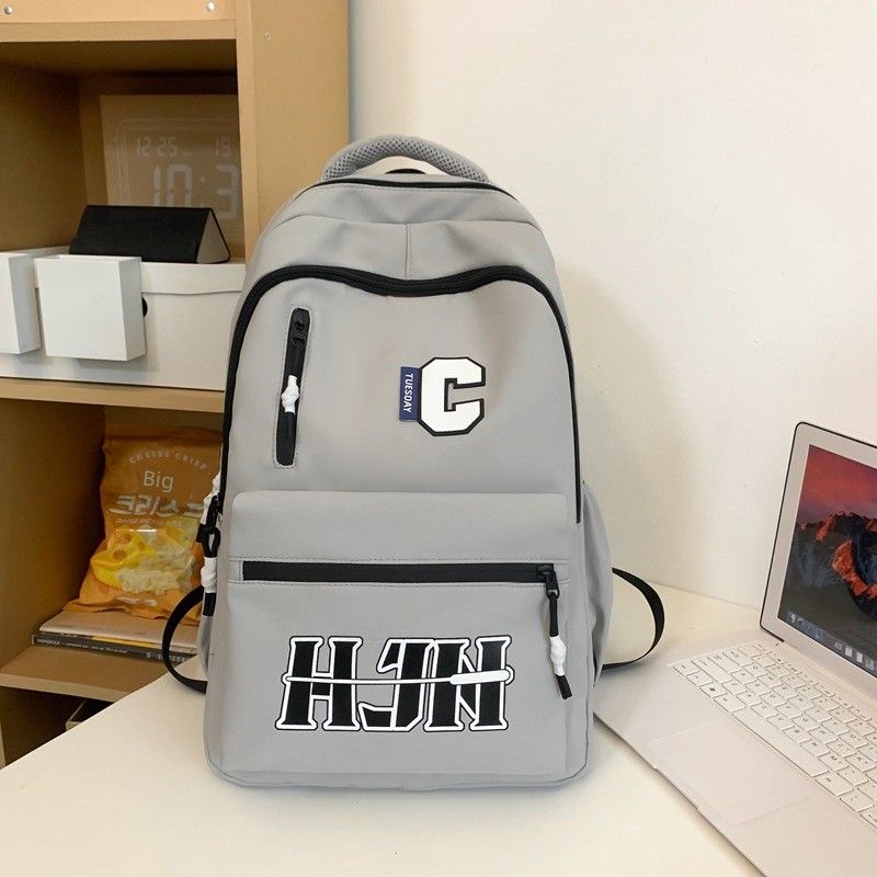 

Schoolbag Boys High School Students Minimalist Style Lightweight and Large Capacity Students Junior High School Backpack New Arrival Handsome Backpack Light gray