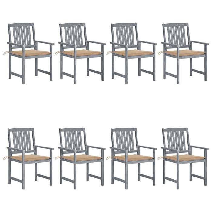 VidaXL Lot de 8 Chaises de Jardin avec Coussins, Sièges de Terrasse, Chaises de Salle à Manger, Meubles de Patio Extérieur, 3078225
