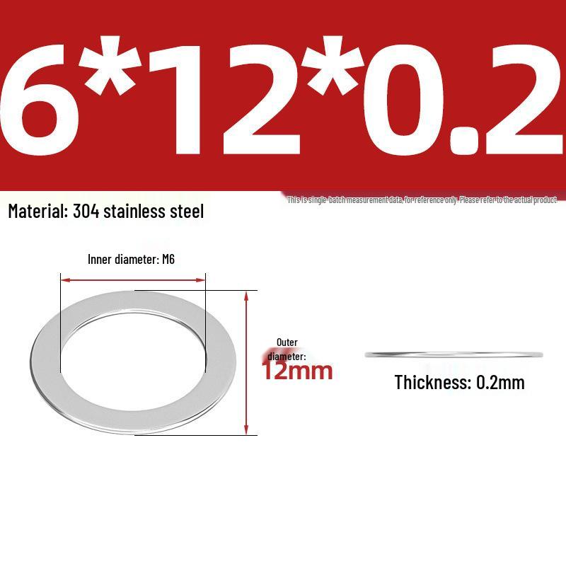 304 Stainless Steel Ultra-Thin Flat Washers - Available in Thickness: 0.1mm, 0.2mm, 0.3mm, 0.5mm