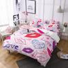 Lips Polyester Duvet Cover Set Red Heart Valentine's Day Present For Couple Wife King Queen Size Bedding Set With Pillowcase