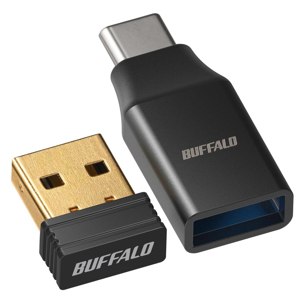 Buffalo Bluetooth Compatible USB with USB to C Included for Bluetooth Devices 5.4 Adapter/Receiver Type-A Converter, Dongle, Compact, Small, Add-On