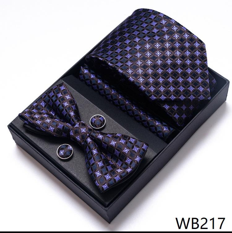 Men'S Business Dress Party Tie Gift Box Fashion Tie Square Scarf Combination Set Tie Bow Tie Set